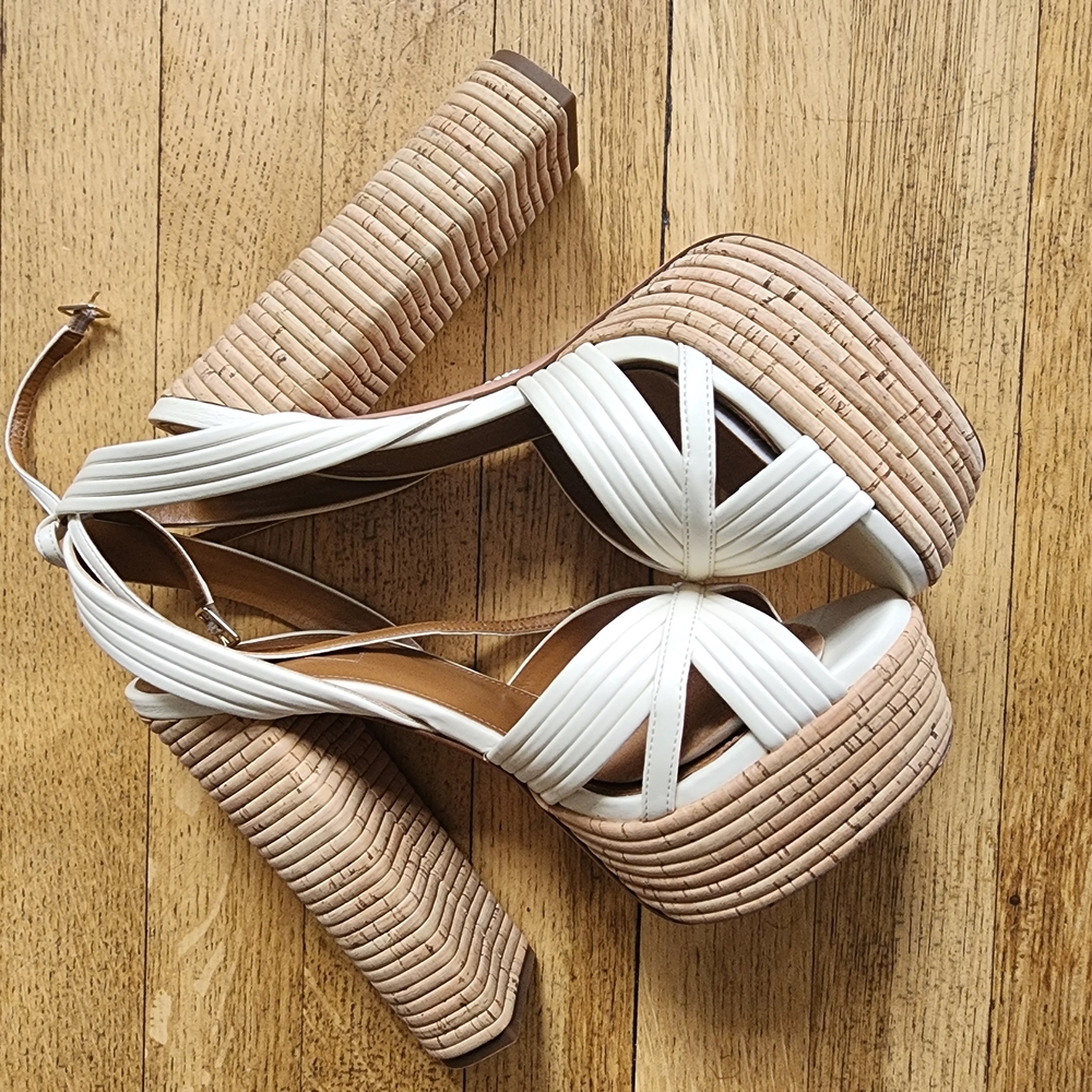 Aquazurea Sundance Women's Platform Sandals - White and Tan